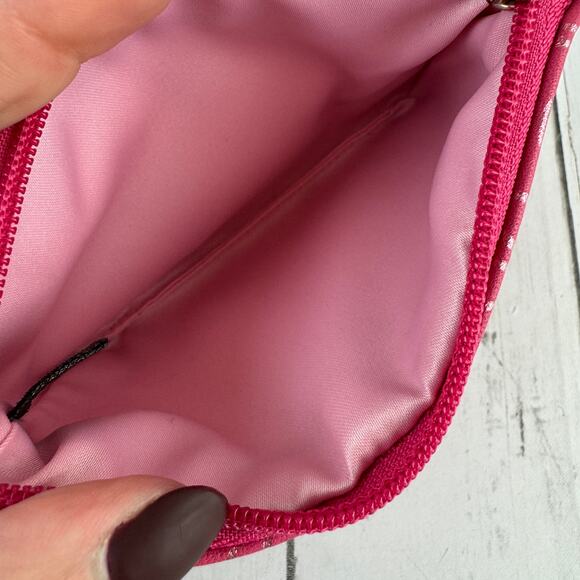 Coach Pink Silver Leather Logo Wristlet Wallet Satin Lined Y2K Style Barbiecore - Picture 8 of 11